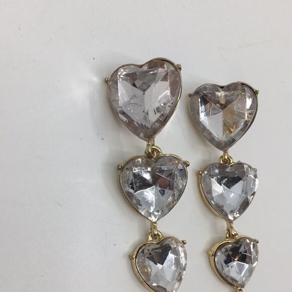 Sugarfix by Bauble Bar Heart Long Dangle Bling Earrings - Picture 7 of 14